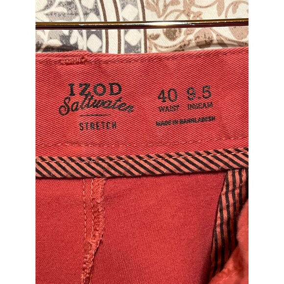 Izod Saltwater Men’s Red Stretch Shorts Size 40 Casual Preppy Coastal Summer - Picture 8 of 9